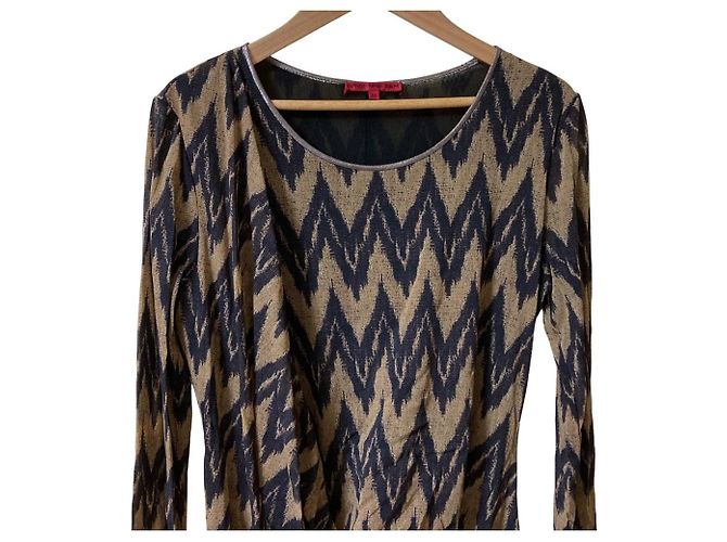 Autre Marque Vestido Power Net con Estampado Chevron VIVIENNE TAM Castaño - vista 3