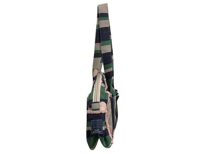 Autre Marque Borsa in lana e seta mina perhonen festival Multicolore Verde - vista 5