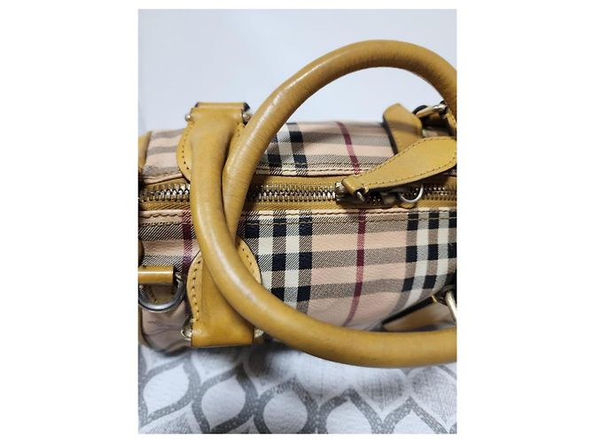 Borsa Burberry Haymarket Panel Blaze Beige/Giallo - vista 10