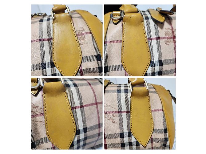 Borsa Burberry Haymarket Panel Blaze Beige/Giallo - vista 11