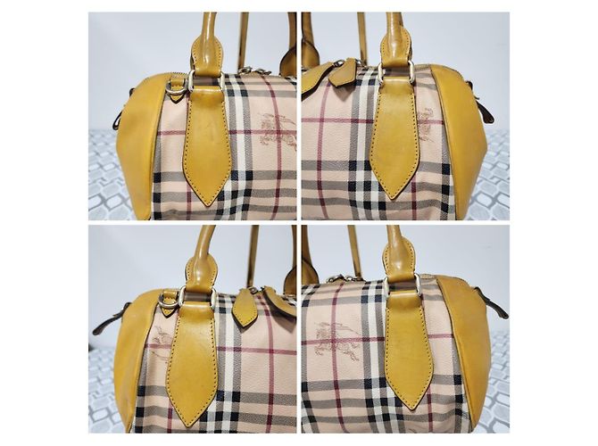 Borsa Burberry Haymarket Panel Blaze Beige/Giallo - vista 7