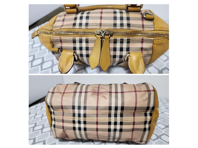 Borsa Burberry Haymarket Panel Blaze Beige/Giallo - vista 8