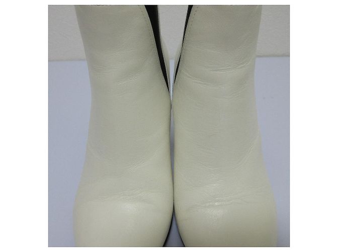 Céline Celine Side Gore Short Booties Lederstiefel Weiß - Ansicht 12