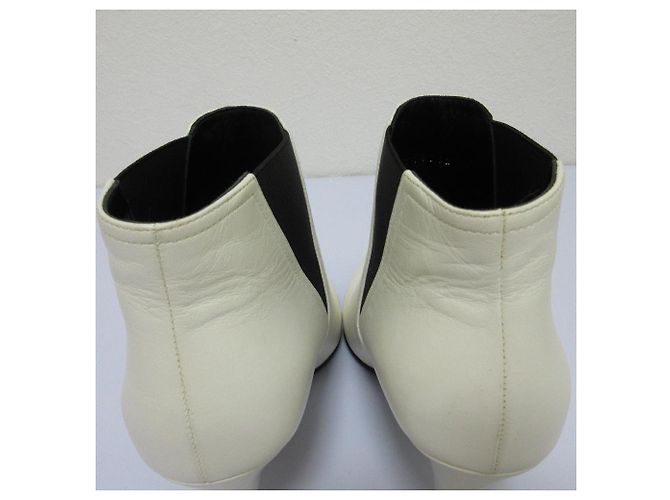 Céline Celine Side Gore Short Booties Lederstiefel Weiß - Ansicht 13
