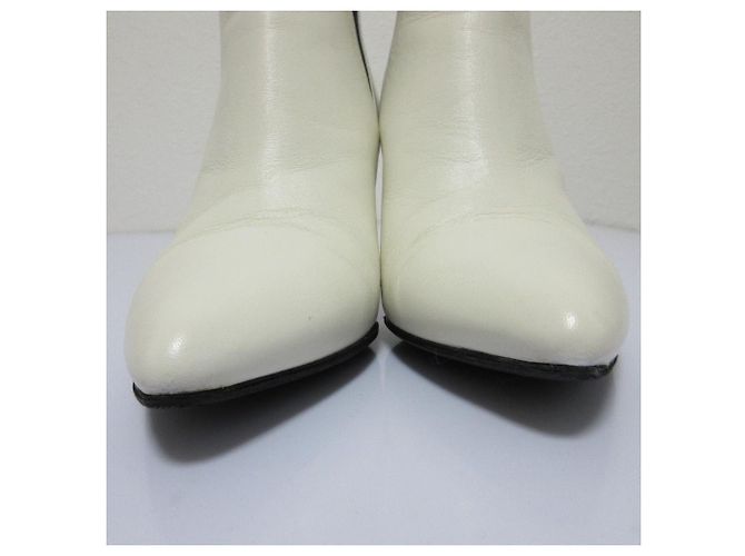 Céline Celine Side Gore Short Booties Lederstiefel Weiß - Ansicht 14