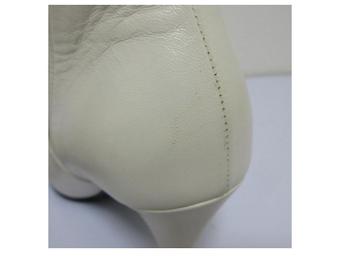 Céline Celine Side Gore Short Booties Lederstiefel Weiß - Ansicht 15