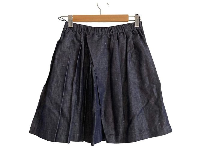 Autre Marque Falda vaquera de algodón y lino N°21 Azul - vista 2