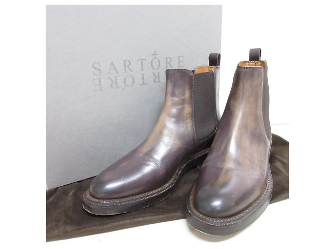 Autre Marque Stivaletti Chelsea in pelle invecchiata Sartore Marrone - vista 10