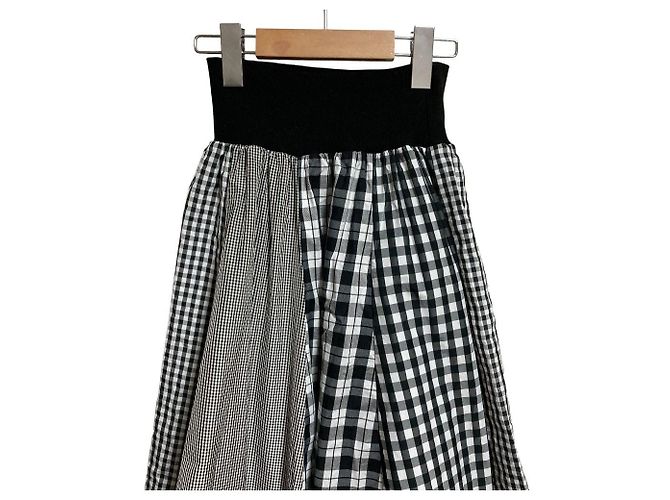Autre Marque Gonna lunga con mix vichy And Couture Nero - vista 3