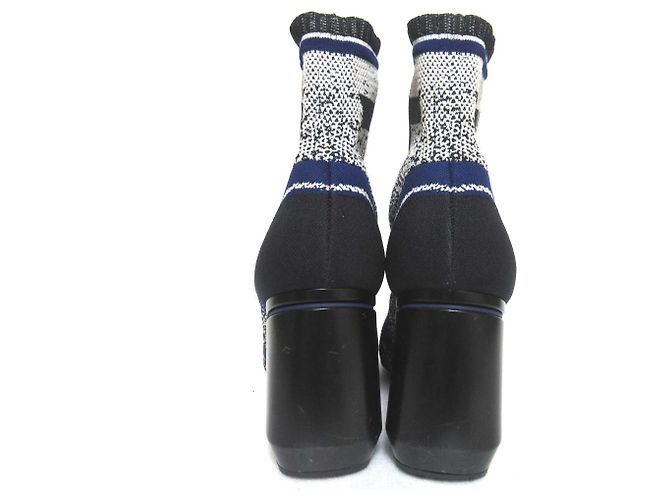 Prada Strickknöchelstiefel Schwarz Weiß Blau - Ansicht 3