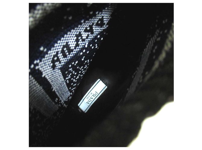 Prada Strickknöchelstiefel Schwarz Weiß Blau - Ansicht 7
