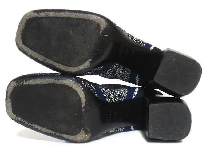 Prada Strickknöchelstiefel Schwarz Weiß Blau - Ansicht 8