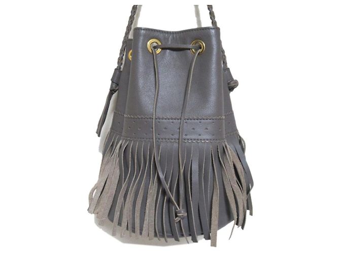 Autre Marque Borsa a tracolla bucket con frange Carnival J&M Davidson Marrone - vista 2