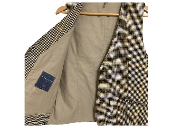 Autre Marque Chaleco de lana a cuadros MONTEDORO Beige - vista 4