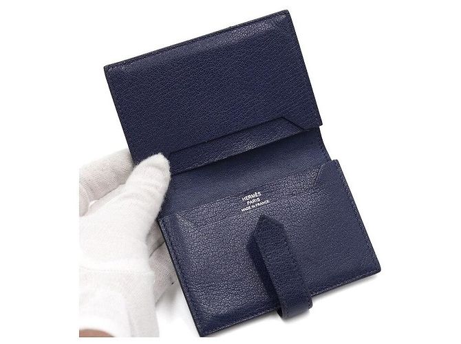 Trim Hermès App Song Kartenetui in Blau mit silbernem Rand - Ansicht 6