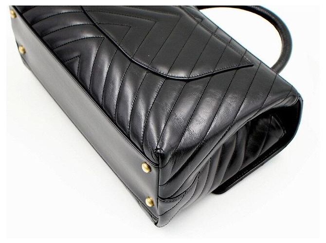 Chanel Chevron Coco Handle Gold Große Tote Schultertasche Schwarz - Ansicht 6