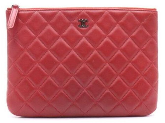 Chanel Clutch piccola con logo CC classico in agnello rosso - view 2