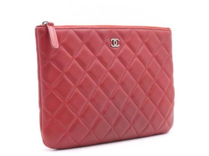 Chanel Clutch piccola con logo CC classico in agnello rosso - view 4