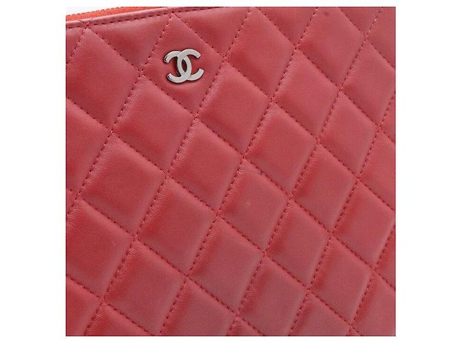 Chanel Clutch piccola con logo CC classico in agnello rosso - view 6