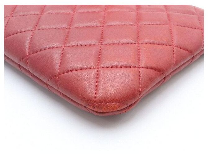 Chanel Clutch piccola con logo CC classico in agnello rosso - view 8