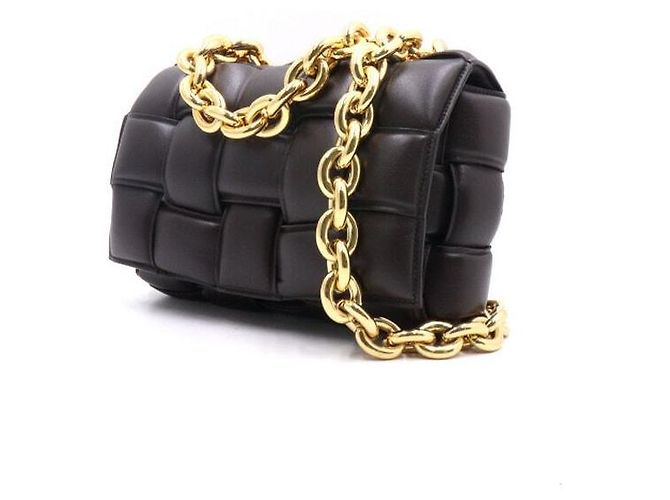 Bottega Veneta Borsa Tote Cassette con manico superiore e tracolla a catena Intrecciato Pondenate Brown Marrone - vista 2