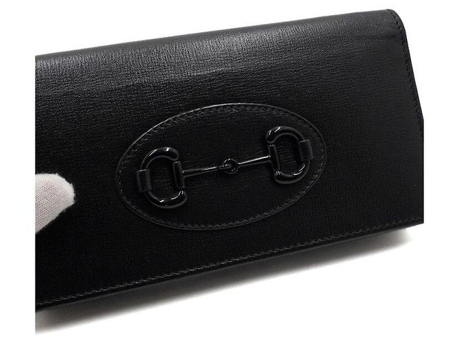 Horsebit 1955 Gucci Borsa a tracolla con catena e portafoglio con morsetto in pelle nera Nero - vista 10