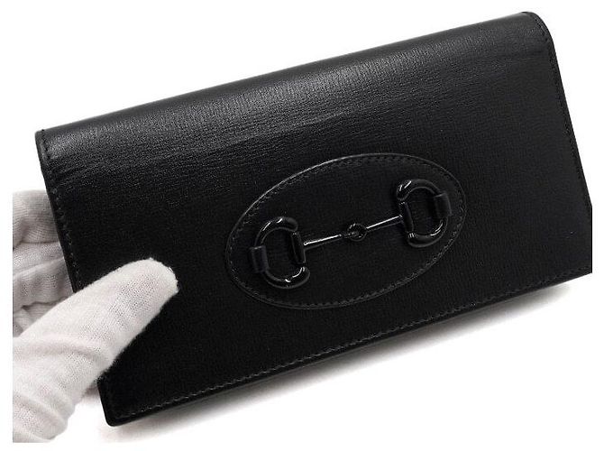 Horsebit 1955 Gucci Borsa a tracolla con catena e portafoglio con morsetto in pelle nera Nero - vista 11