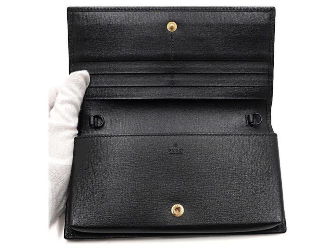 Horsebit 1955 Gucci Borsa a tracolla con catena e portafoglio con morsetto in pelle nera Nero - vista 7