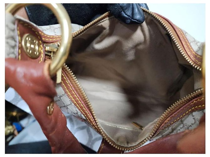 Céline Celine Vintage Macadam Hobo Schultertasche Beige/Braun - Ansicht 11