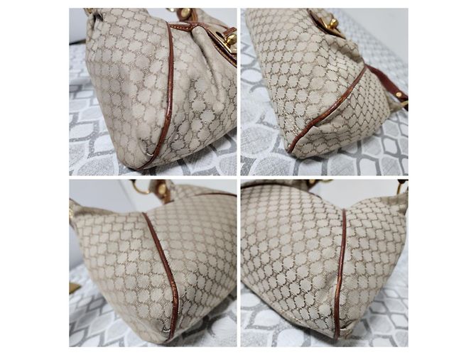 Céline Celine Vintage Macadam Hobo Schultertasche Beige/Braun - Ansicht 12