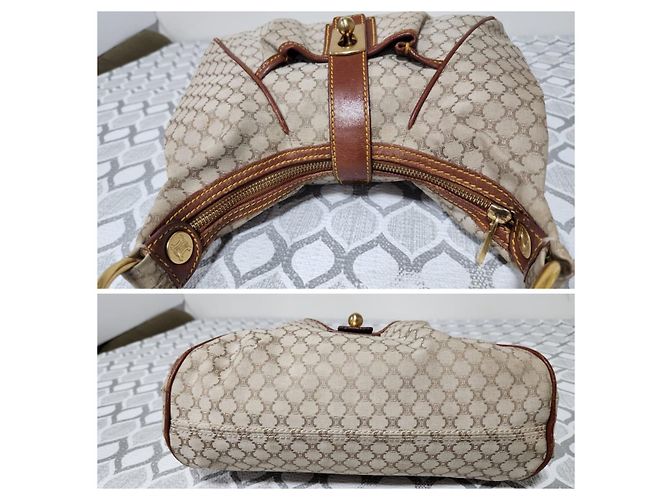 Céline Celine Vintage Macadam Hobo Schultertasche Beige/Braun - Ansicht 4