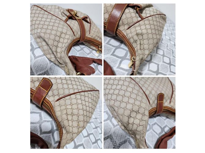 Céline Celine Vintage Macadam Hobo Schultertasche Beige/Braun - Ansicht 7