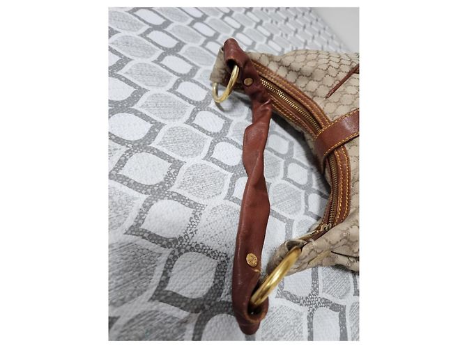 Céline Celine Vintage Macadam Hobo Schultertasche Beige/Braun - Ansicht 9