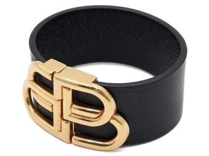 Balenciaga Bracciale da donna con cinturino in pelle e logo BB nero - vista 2