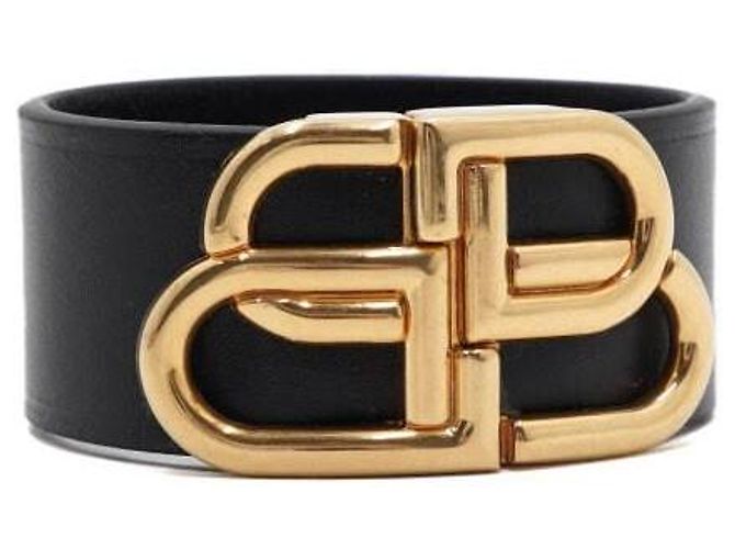 Balenciaga Bracciale da donna con cinturino in pelle e logo BB nero - vista 3