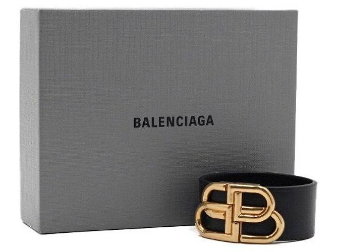Balenciaga Bracciale da donna con cinturino in pelle e logo BB nero - vista 5