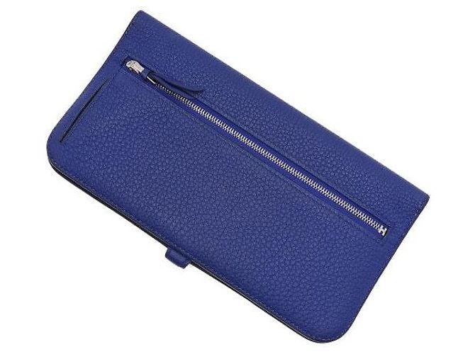 Hermès Navy Clemence Silver Trim Long Wallet Blue - view 10