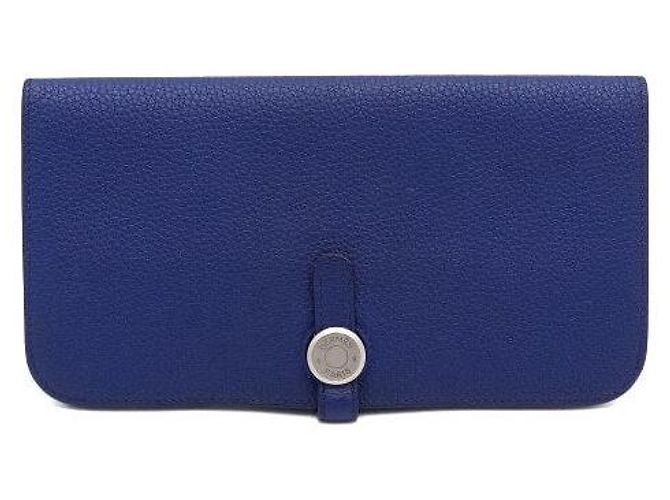 Hermès Navy Clemence Silver Trim Long Wallet Blue - view 2