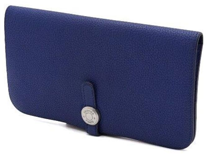 Hermès Navy Clemence Silver Trim Long Wallet Blue - view 3