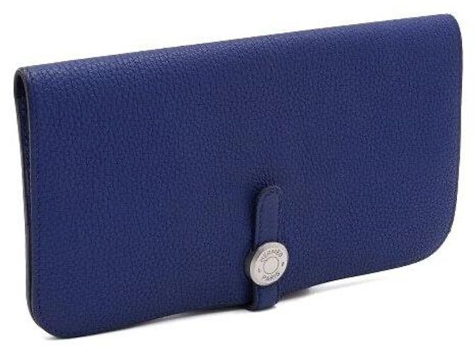 Hermès Navy Clemence Silver Trim Long Wallet Blue - view 4
