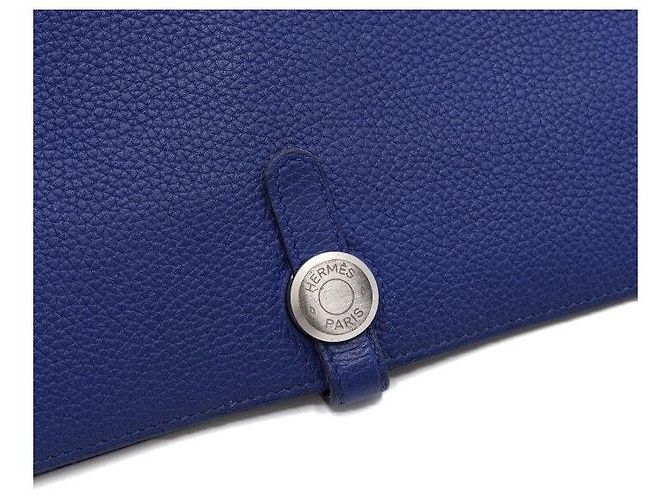 Hermès Navy Clemence Silver Trim Long Wallet Blue - view 5