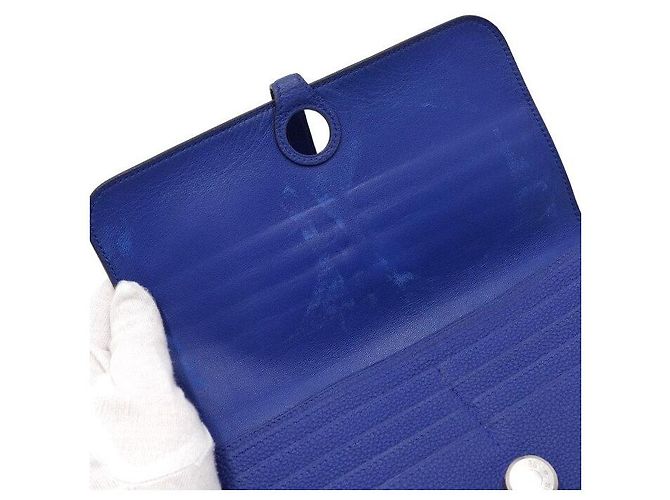 Hermès Navy Clemence Silver Trim Long Wallet Blue - view 7