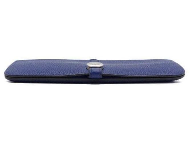 Hermès Navy Clemence Silver Trim Long Wallet Blue - view 8
