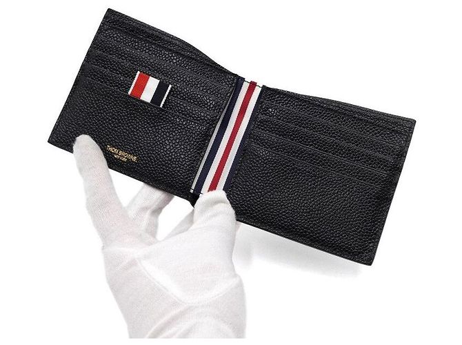 Thom Browne Black Leather Zebra Print Billfold Wallet - view 5