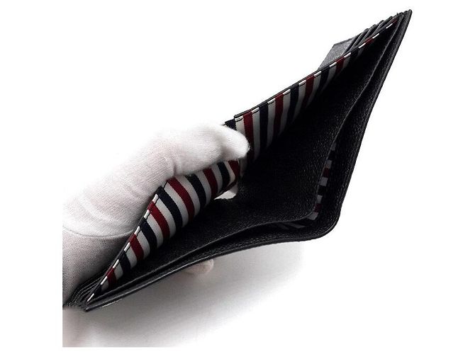 Thom Browne Black Leather Zebra Print Billfold Wallet - view 6