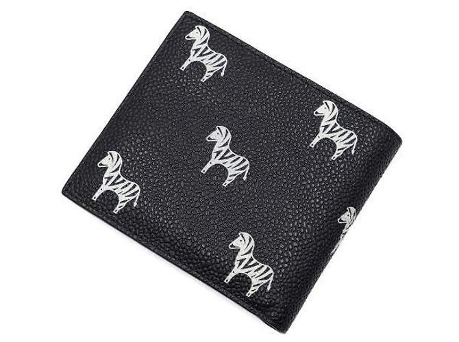 Thom Browne Black Leather Zebra Print Billfold Wallet - view 8