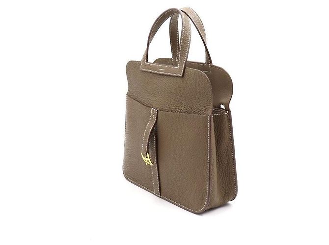 Hermès Borsa Tote Halzan Etoupe Clément Hardware con borsa a tracolla e borsa a spalla Marrone - vista 2