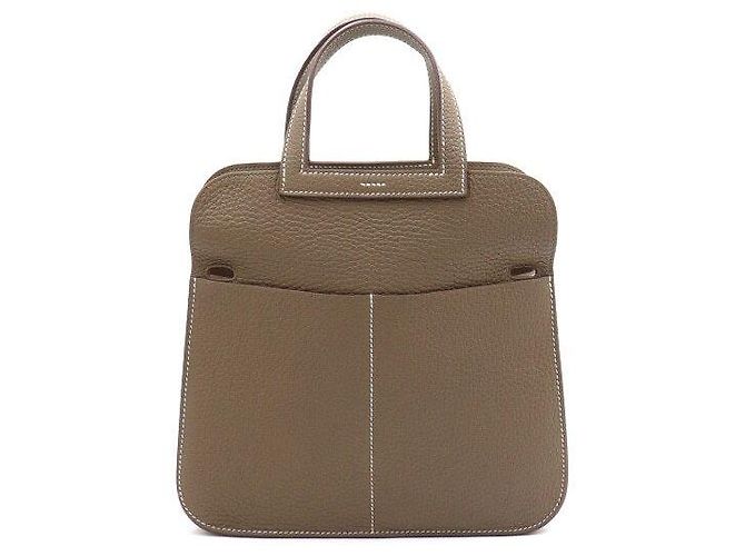 Hermès Borsa Tote Halzan Etoupe Clément Hardware con borsa a tracolla e borsa a spalla Marrone - vista 4