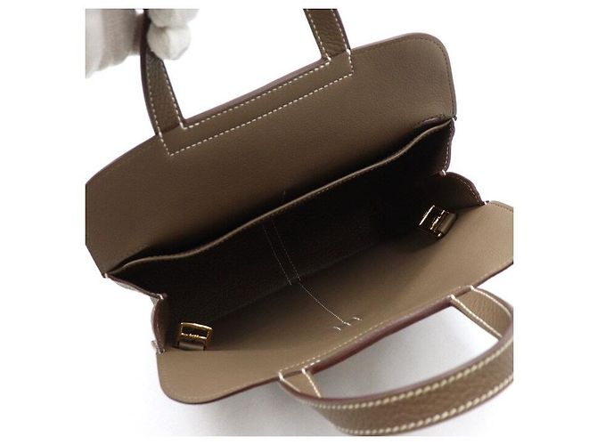 Hermès Borsa Tote Halzan Etoupe Clément Hardware con borsa a tracolla e borsa a spalla Marrone - vista 5