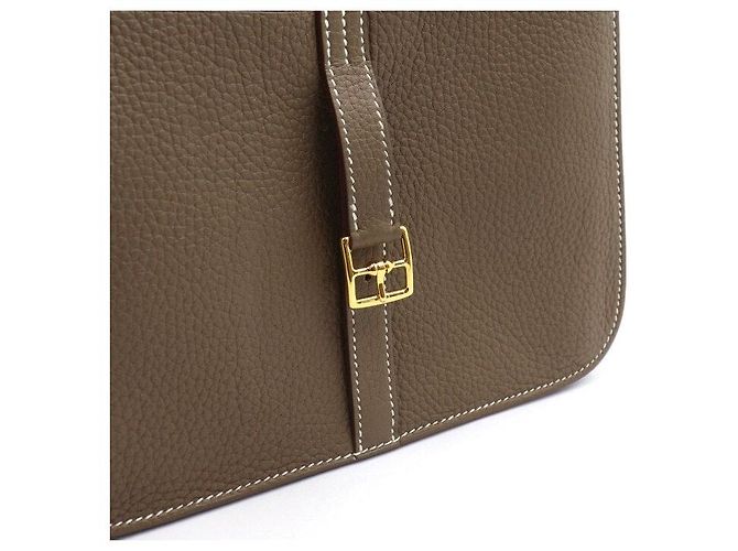 Hermès Borsa Tote Halzan Etoupe Clément Hardware con borsa a tracolla e borsa a spalla Marrone - vista 7